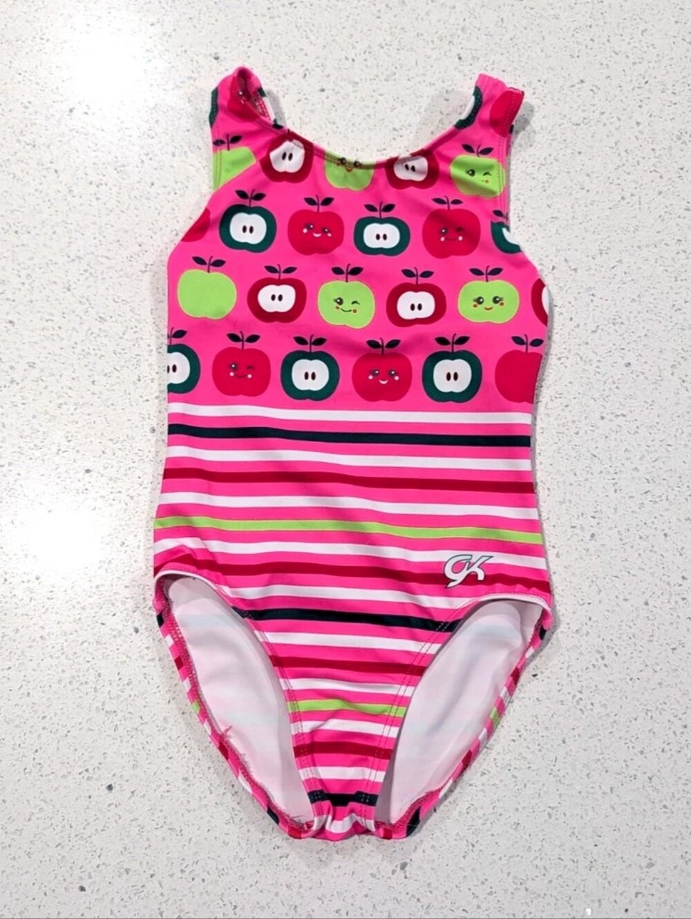 TEACHERS PET GK Elite Gymnastics Dance Leotard Extra Small CXS Apples Jubilee